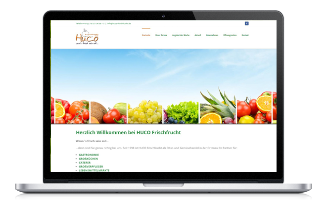 Huco Frischfrucht, Website, Flyer, design