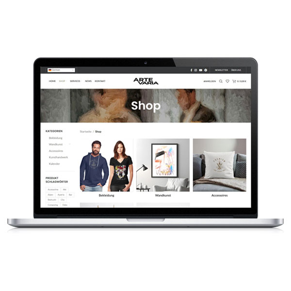 Artevaria, Onlineshop, E-Commerce, Fiull-Payment, Kahl Media Design, Webdesign, Fotografie