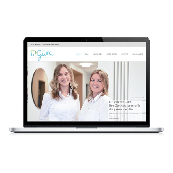 Zahnarztpraxis, Dr. Valeska Guth, Kahl Media Design, Webdesign